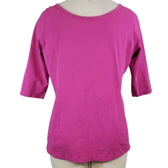 The J. Peterman Co. Top Women Medium Pink 3/4 Sleeve Front Closure Feminine - Picture 2 of 6